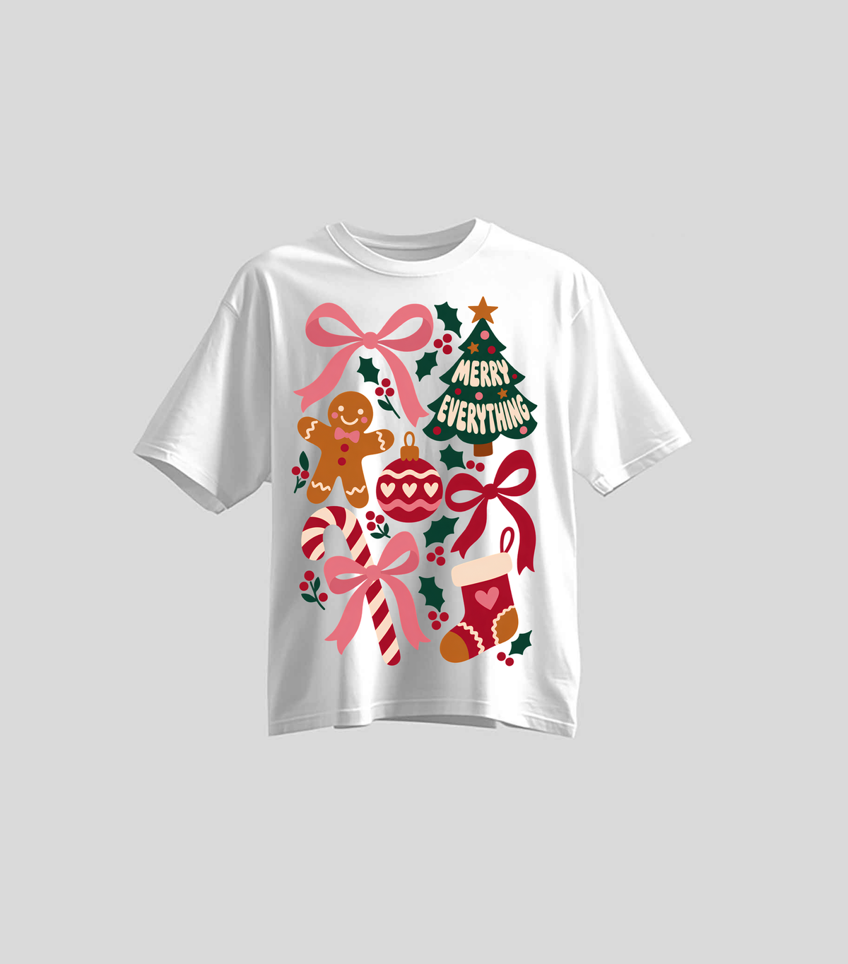 Navidad con Lazos — Oversize blanca con estampado navideño