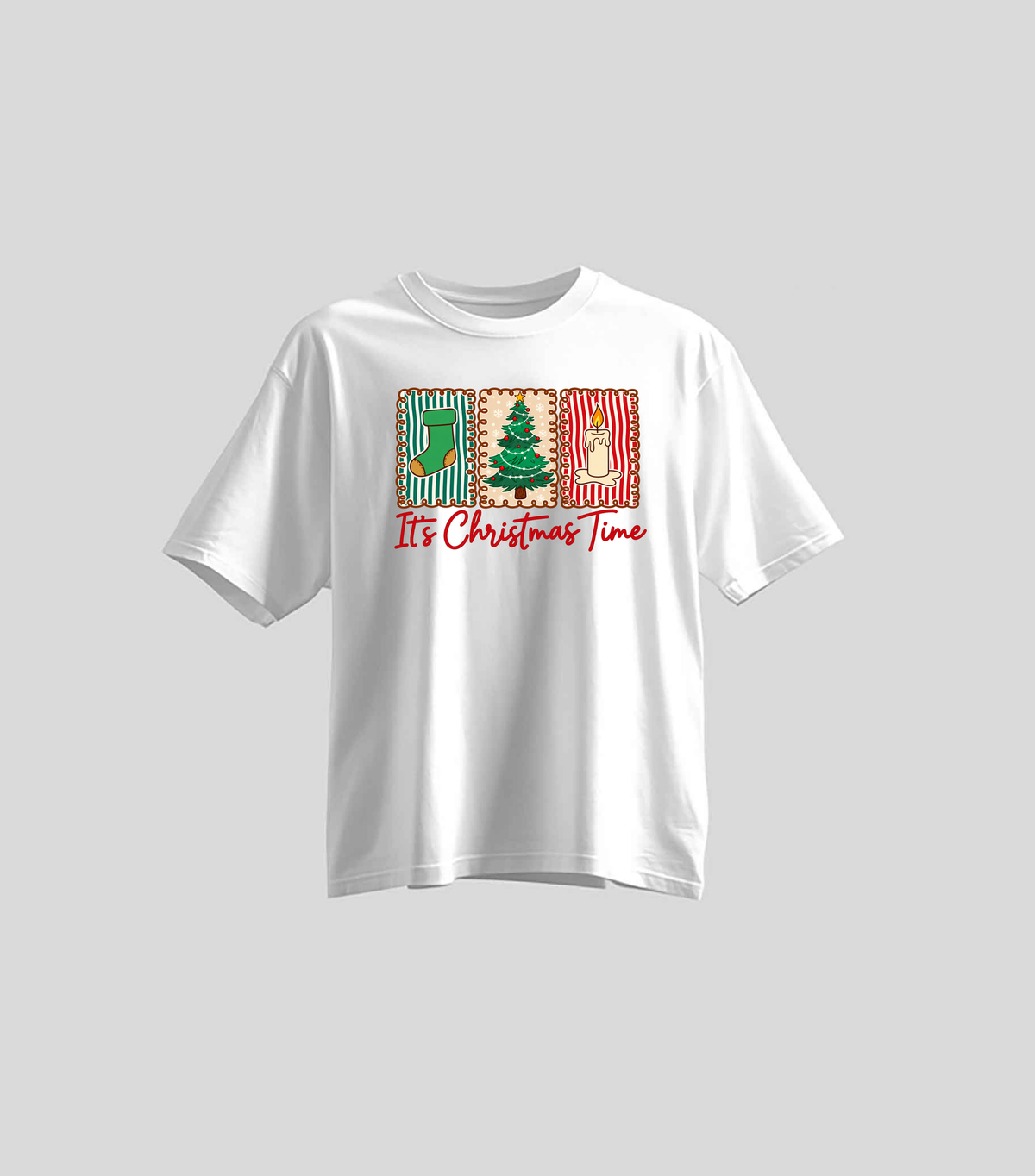 Christmas Trees — Oversize blanca con estampado navideño