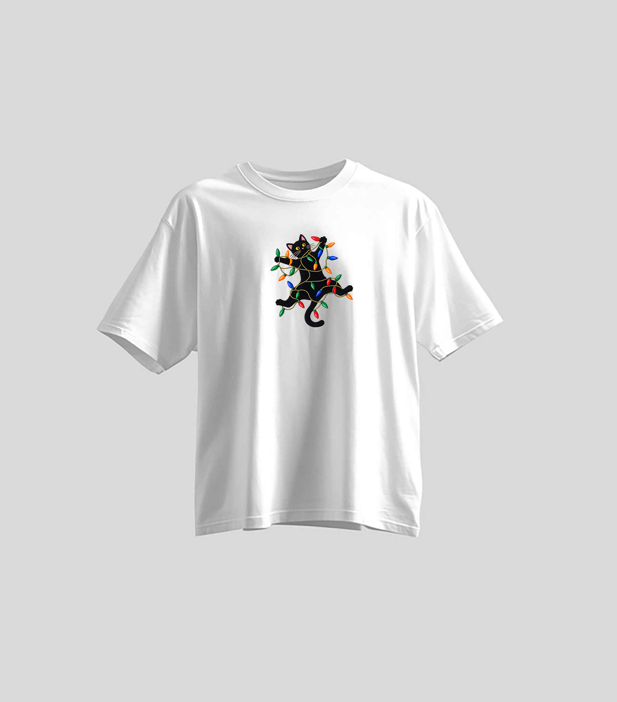 Luces de Navidad — Oversize blanca con estampado navideño