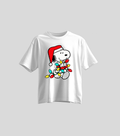 Snoopy Navideño — Oversize blanca con estampado navideño