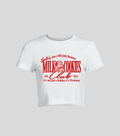 Meltdowns Club — Crop top blanca con estampado navideño