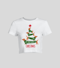 Árbol de Navidad — Crop top blanca con estampado navideño