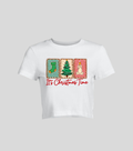 Christmas Trees — Crop top blanca con estampado navideño