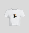 Luces de Navidad — Crop top blanca con estampado navideño